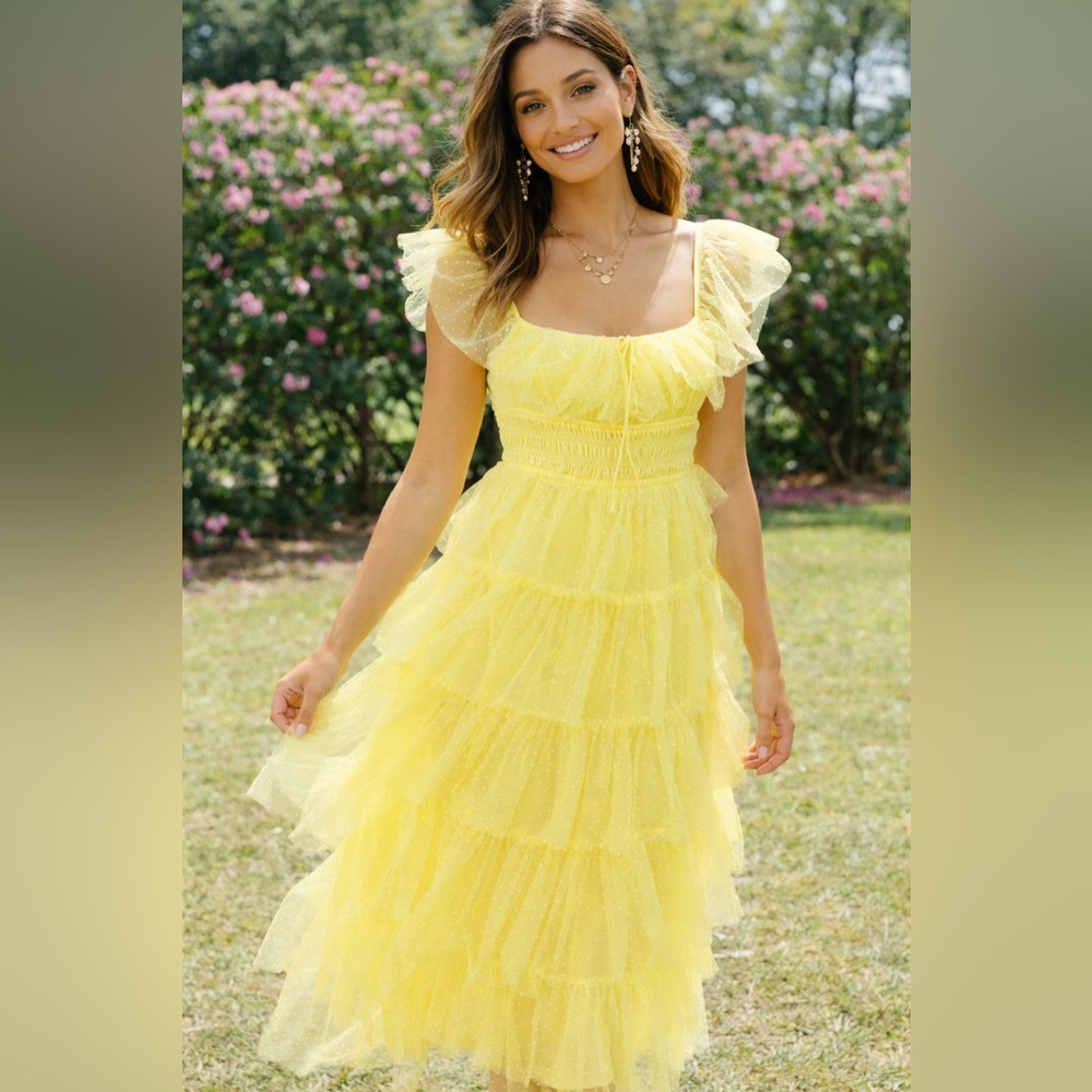 Yellow Ruffled Maxi Dress - Feminine Summer Style